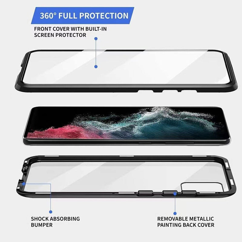 📱2023Hot Sale📱Magnetic Adsorption Metal Tempered Glass Case For Samsung