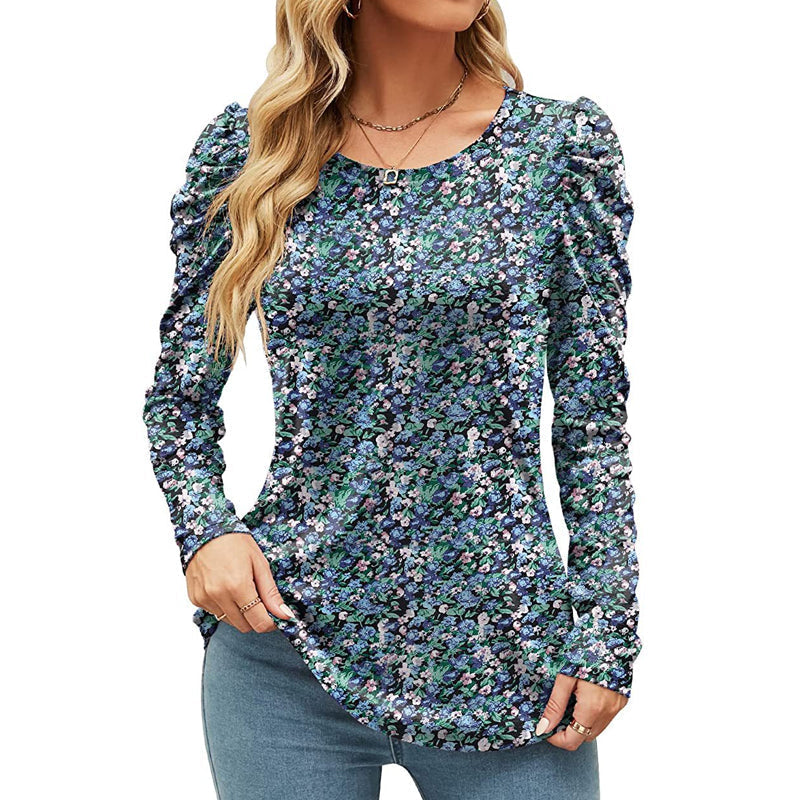 Women‘s Printed Crew Neck Belted T-shirt