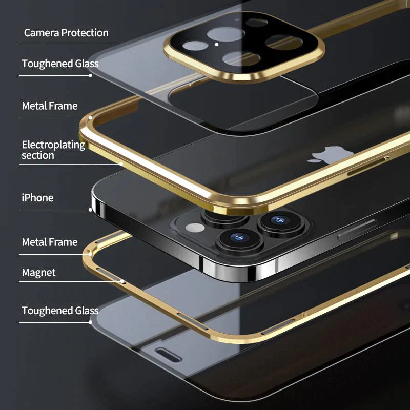 Magnetic Case Double Side Tempered Glass For iPhone