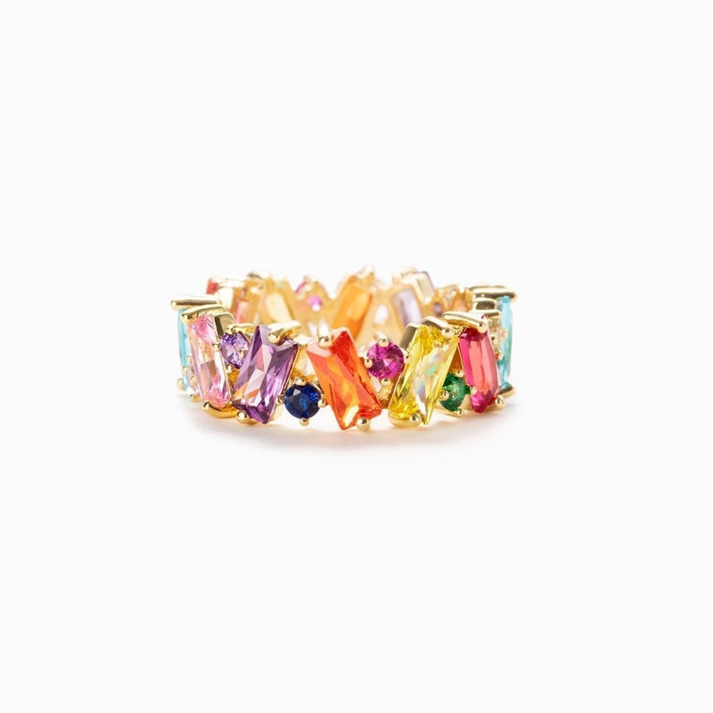 Gift to A Loved One - Rainbow Band Zircon Ring