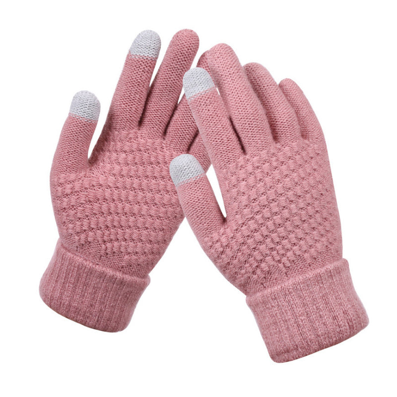 Jacquard Thick Warm Touch Screen Gloves for Women