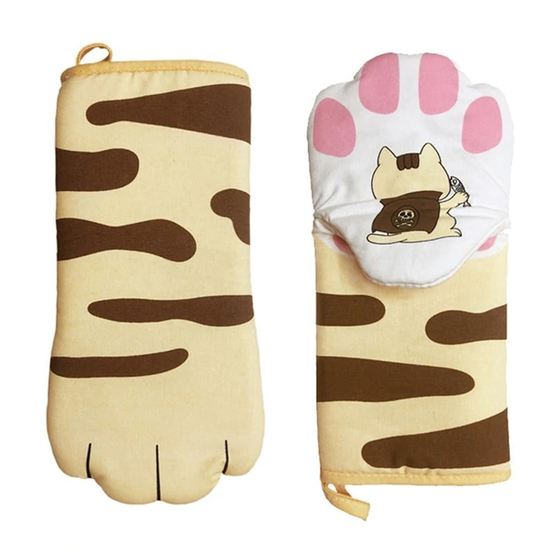 Cute Cat Paw Oven Mitts Gloves