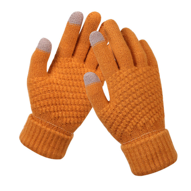 Jacquard Thick Warm Touch Screen Gloves for Women