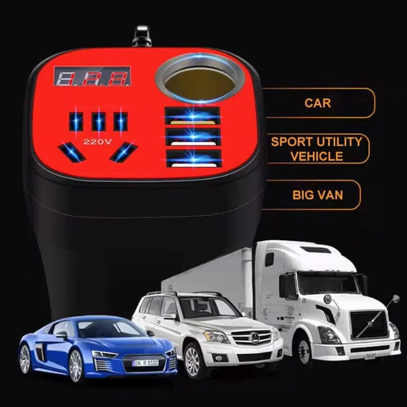 💥Car Mounted Cup Type Inverter Converter QC Charger💥