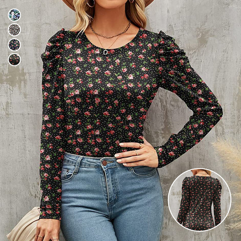 Women‘s Printed Crew Neck Belted T-shirt