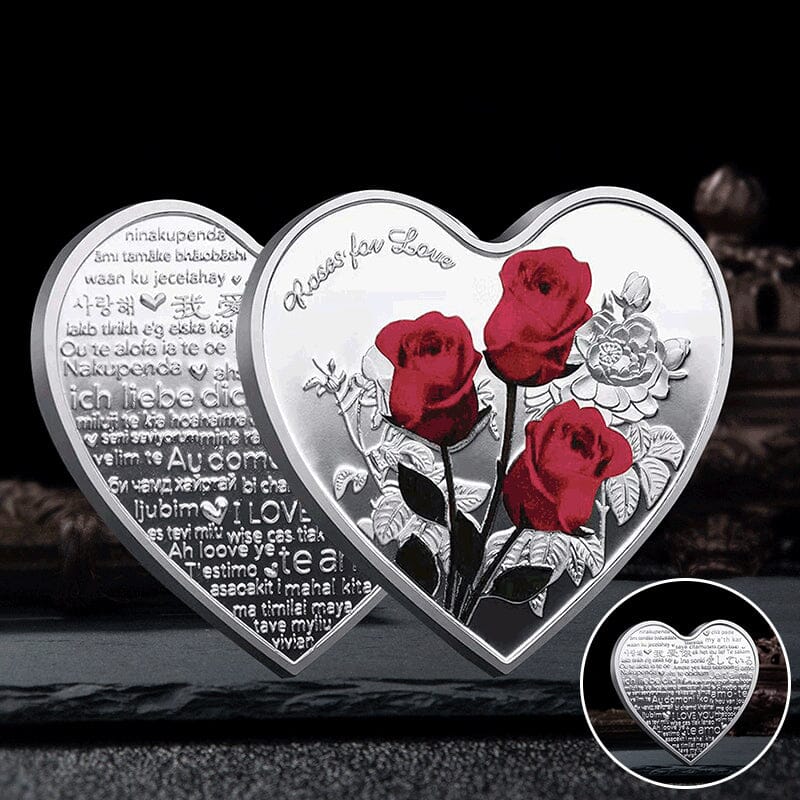 Love Gift🎁Rose Heart-Shaped Commemorative Coin