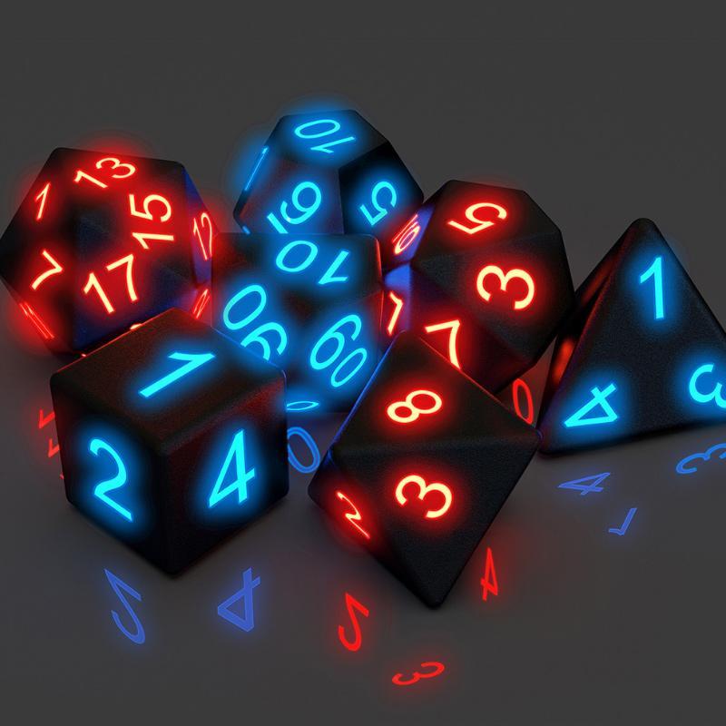 Polyhedral Awesome Board Game Glowing Dice Set 7pcs