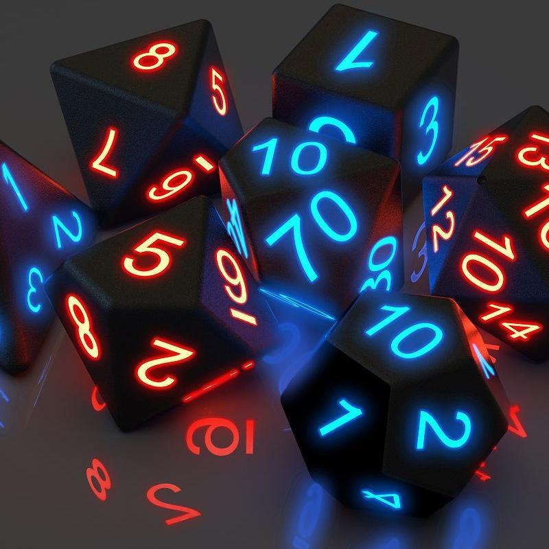 Polyhedral Awesome Board Game Glowing Dice Set 7pcs